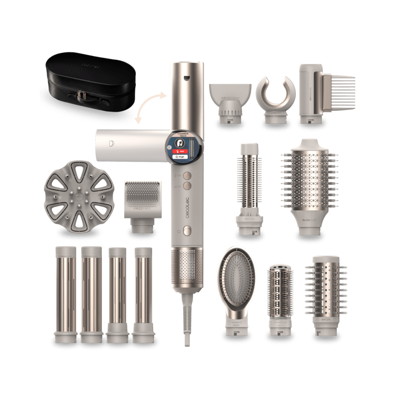 Cecotec Moldeador de Pelo 14 Cabezales AirGlam 14in1 Flex Champagne