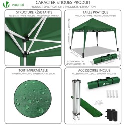 VOUNOT® Gazebo Plegable Cenador 3x3 m