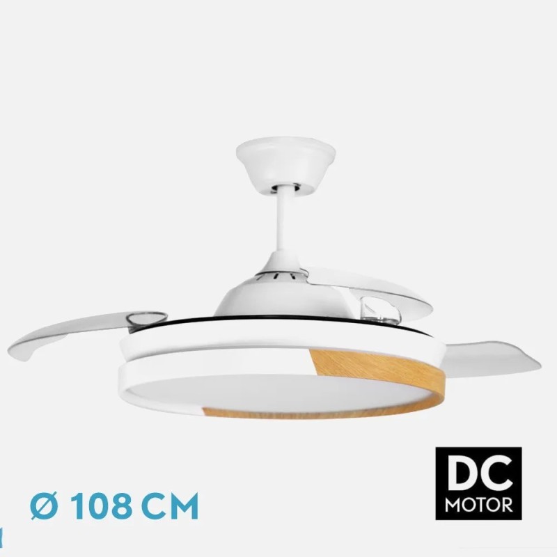 Ventilador Dc Emperador 72w Blanco/haya 3aspas