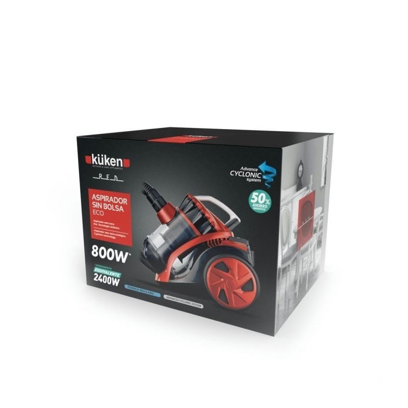ASPIRADOR S/BOLSA KUKEN 800w ROJO