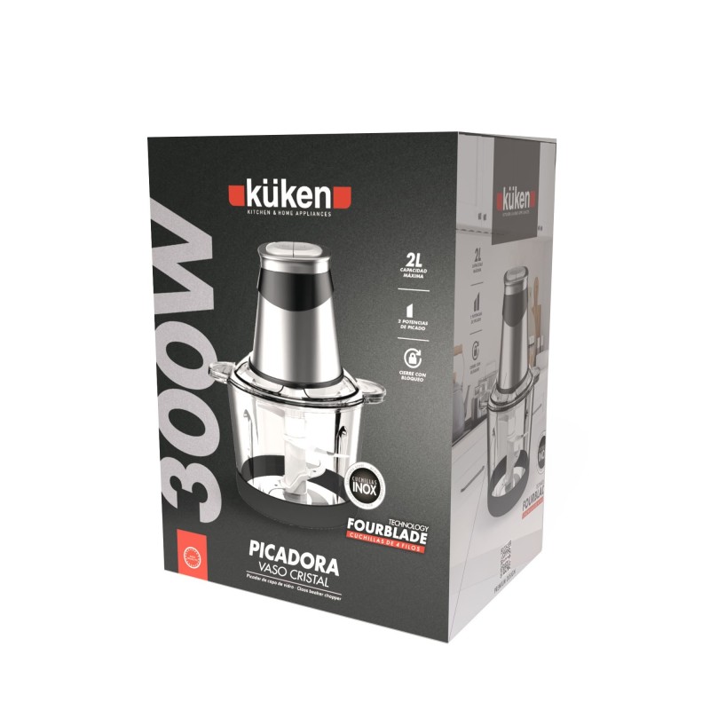 PICADORA 300W. VASO CRISTAL 2L.
