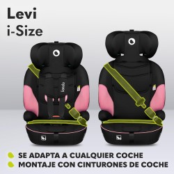 Silla de coche LIONELO negra y rosa