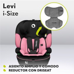 Silla de coche LIONELO negra y rosa